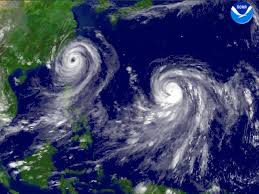A powerful typhoon is blowing