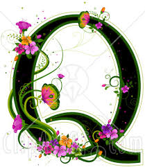حروف الانجليزي 84560-Royalty-Free-RF-Clipart-Illustration-Of-A-Black-Capital-Letter-Q-Outlined-In-Green-With-Colorful-Flowers-And-Butterflies