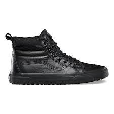 Vans Sk8-Hi MTE all black leather shoes | Leather Shoes, All Black ...