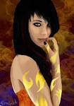 The girl in flames.