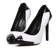 European Style Black White Patchwork Pointed Toe High Heel Pumps