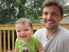 Their son Abe and dog Zeke