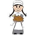 Thanksgiving Clipart Image   A pilgrim woman with pigtails holding