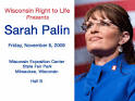 Sarah Palin spoke this evening at the Wisconsin Right to Life event at the ... - palinemailbanner
