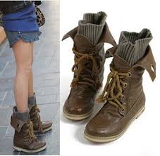Hot Selling Fashion Flat Lace Up Women Motorcycle Boots Vintage ...