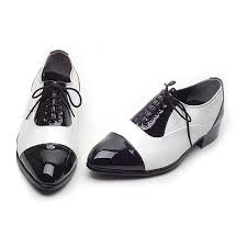 Mens Lace Up Straight Tips Black & White Dress Shoes