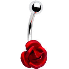 Fashion Red Rose Belly Button Ring - Sell Belly Button Ring on Made- - Fashion-Red-Rose-Belly-Button-Ring