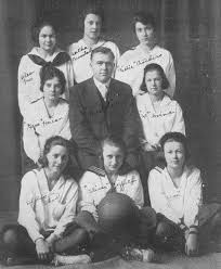 Girl\u0026#39;s Basketball: Evelyn Irvine-L.F.; Genevieve Herian-L.G.; Bertha Bronstad-Center; Sylvia Griffith-Capt. R.F.; Ethelyn Shew-First Sub.; ... - 1921GrBasketball