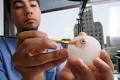 IN THE EYES: Nick Pena, a silicone ocularist, polishes a prosthetic eye in ... - 3125