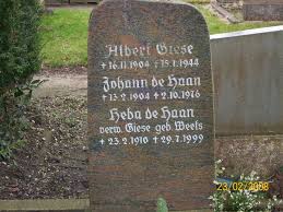 Grabstein von Albert Giese (16.11.1904-15.01.1944), Friedhof Emden. Häufige Nachnamen auf diesem Friedhof: