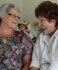 FRIENDS FOREVER: Volunteer Shirley Panther and Nancy Stuart enjoy a laugh together. - 9865706