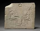Relief portraying King Akhenaten, Queen Nefertiti and three ...
