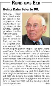 Vorsitzender der jüdischen Kultusgemeinde Koblenz Heinz Kahn ...