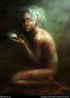 Kirsi Salonen nude wounded elf child holding bird in hands – Pixel 77