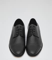 Edinburgh Black Leather Oxford Shoes - REISS