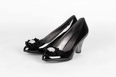 Women's Black Dress Shoes On A White Background Royalty Free Stock ...