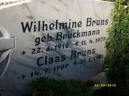 Grabstein von Claas Bruns (14.09.1909-31.01.1981), Friedhof Warsingsfehn. Häufige Nachnamen auf diesem Friedhof: - wo072