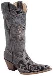 Corral Black Vintage Lizard Overlay Ladies Boot   Outback Leather