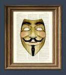 Guy Fawkes Mask Art Print mask illustration beautifully upcycled dictionary ... - il_fullxfull.280743841