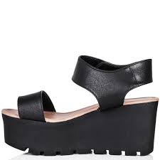 Buy SUN Wedge Heel Platform Flatform Sandal Shoes Black Leather ...