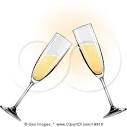 Clipart Illustration of Two Glass Champagne Glasses Toasting On by ...