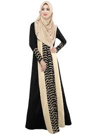 Black Patchwork Muslim Style Arabia Robe Hooded Long Sleeve Maxi ...