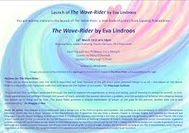 Launch of Eva Lindroos\u0026#39; poetry book \u0026#39;The Wave-Rider\u0026#39; | Illuminations - forfacebooeva_booklaunch_poster_landscape
