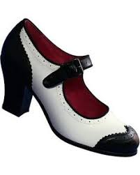 Aris Allen Black and White 1940s Heeled Wingtip Mary Jane Swing ...