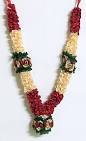 Off White, Red Artificial Flower Garland - Satin Ribbon