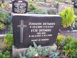 Grab von Johann Detmers (29.04.1889-12.09.1967), Friedhof Tannenhausen
