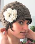Adult Crochet Brimmed Beanie Hat with Flower You by maybematilda - original