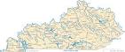 KENTUCKY State Map - Cities, Roads, Counties, Rivers, Lakes, Topo