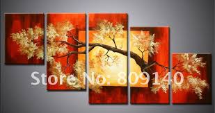 Chinese Lotus Flower Abstract Oil Painting Canvas Artwork Handmade ...