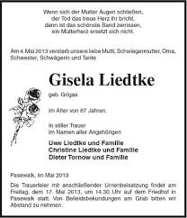 Gisela Liedtke-geb. Grigas | Nordkurier Anzeigen