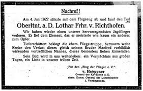 Frontflieger - Lothar Freiherr von Richthofen 1894 - 1922