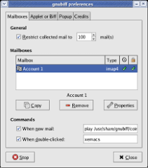 Released under the aegis of GNU, Copyright © 2000-2012 Nicolas Rougier, 2004-2012 Robert Sowada. - gnubiff-preferences-mailbox_thumb