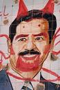 Defaced portrait of Sadaam Hussein, on ceramic tile, northern Iraq - SadaamHusseinCeramicTilePortraitTuzKamatALWeb