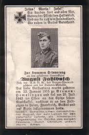 Totenzettel: Unteroffizier August FAHLBUSCH (2. Weltkrieg ...