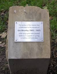 The Eric Brearley Memorial, Hebble Valley Trail, Halifax. This memorial to a much loved cyclist is by the side of the cycle path along the former Calder and ... - 567844_17c6bef5