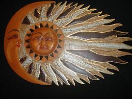 SUN MOON Sunburst Celestial Decor~Mosaic~hand Carved wall ART Bali ...