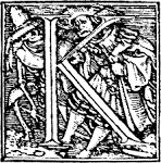 62k.—Initial capital letter “K” from Dance of Death Alphabet ...