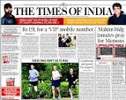 Todays front page Times of India , Bombay edition - Democratic.