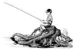 Line art of boy sitting on - via Daymix