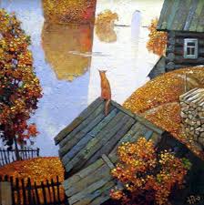 Autumn cat painting. Jurij Popov. - db_Jurij_popov1