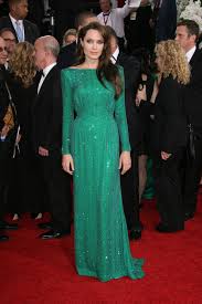 angelina jolie long green dres