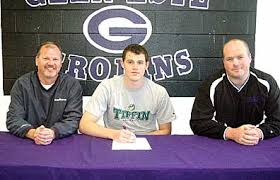 Seated on his left is Glen Este High School head basketball coach Dave Caldwell and on his right is his father, Peter Bouley. - 8906