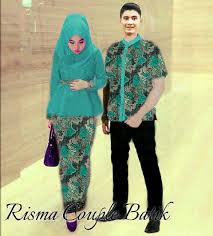 Gamis couple batik online-Model Baju Gamis Terbaru