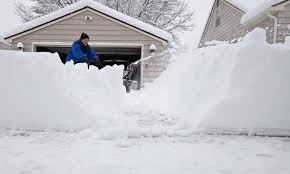 snow in a driveway