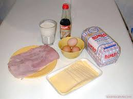 foto de ingredientes de pastel de jamon york y queso. Ingredientes: jamón york, queso en lonchas, pan de molde, 3 huevos, leche y caramelo líquido .. ... - pastel_jamon_queso_8341