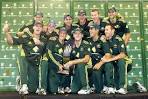 The Australian cricket team with their trophy - ABC News.